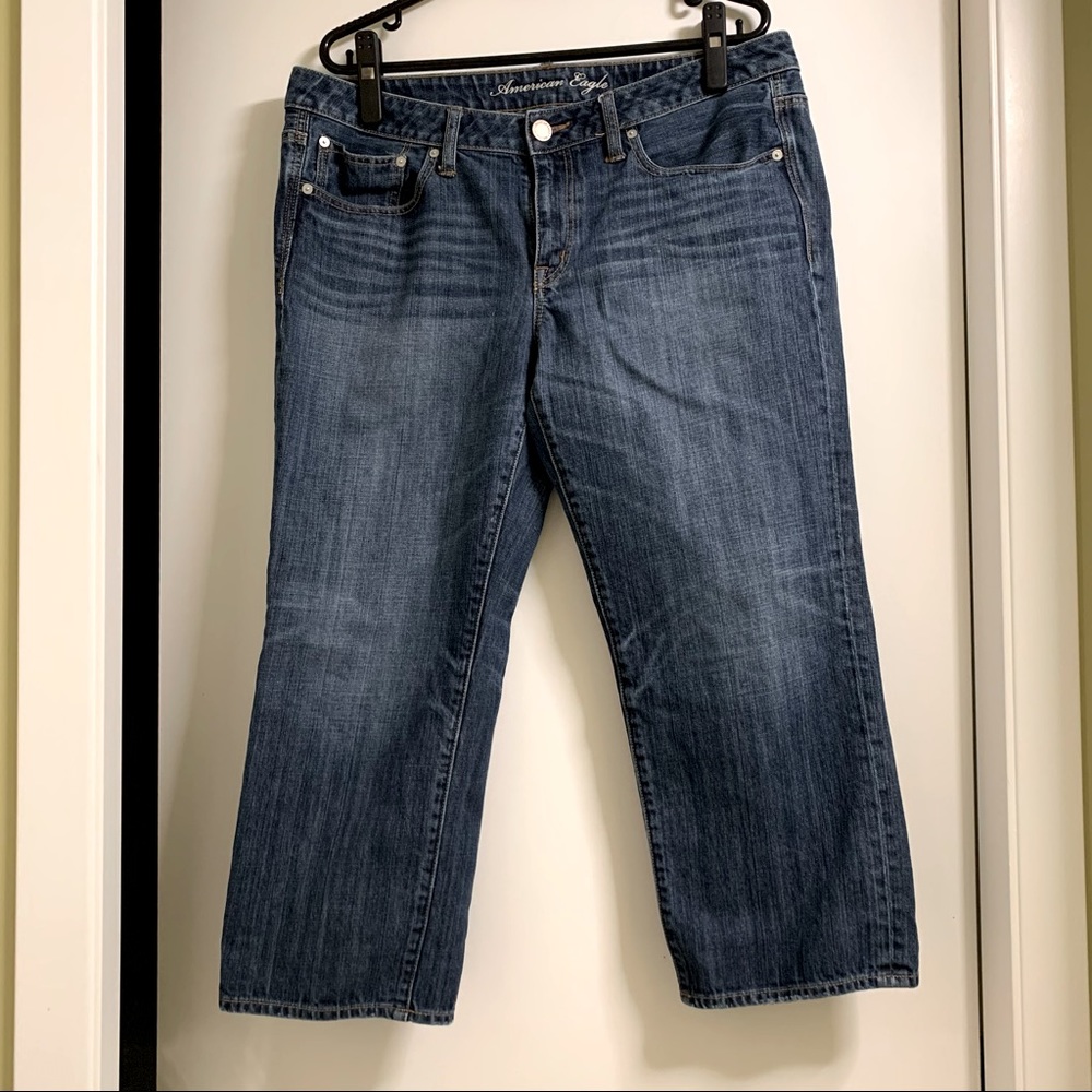 American Eagle Boy Fit Jeans Medium Wash - Size 14